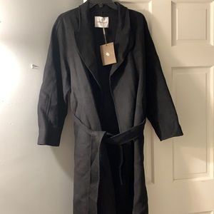 Gentle Herd XL belted black wool wrap coat NWT!!